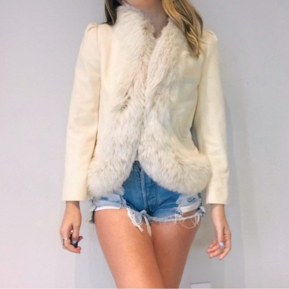 Robert Meshekoff fur lined, fine wool short coat, RARE!